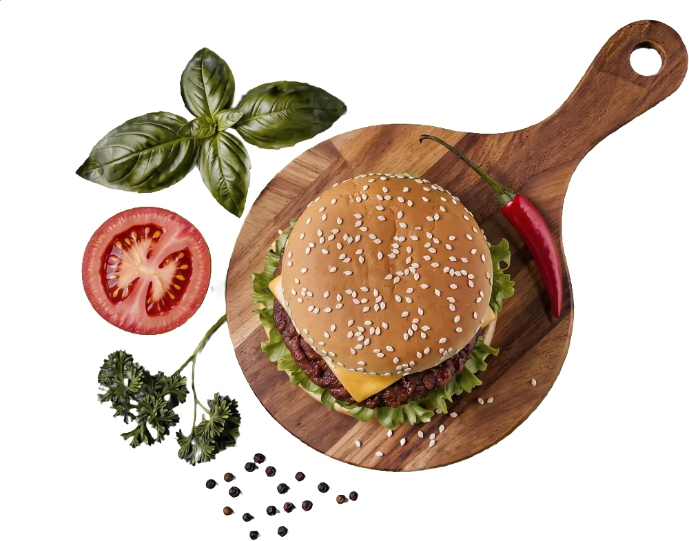 Burger auf dem Holzbrett
